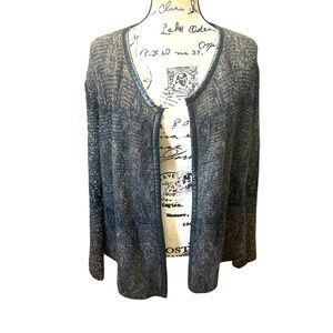 Eileen Fisher Shimmer Open Knit Cotton Blend Cardigan Sz Small